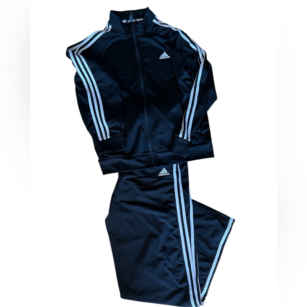 Vintage Adidas Firebird Matching Track Suit - black & white